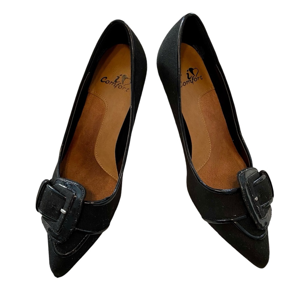 I love Comfort Mindy women’s Black Buckle Pumps, size 6